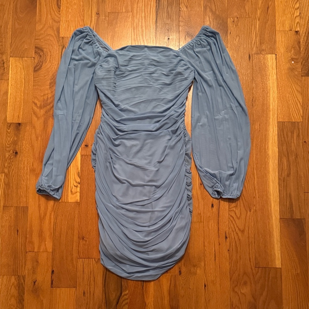 Elegant Blue Off-Shoulder Dress
